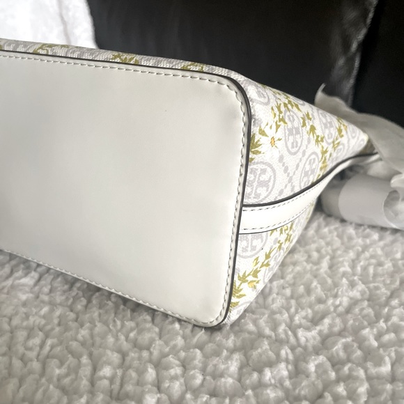 Tory Burch Women's T Monogram Canvas Floral Vine Small Tote - Picture 10 of 11